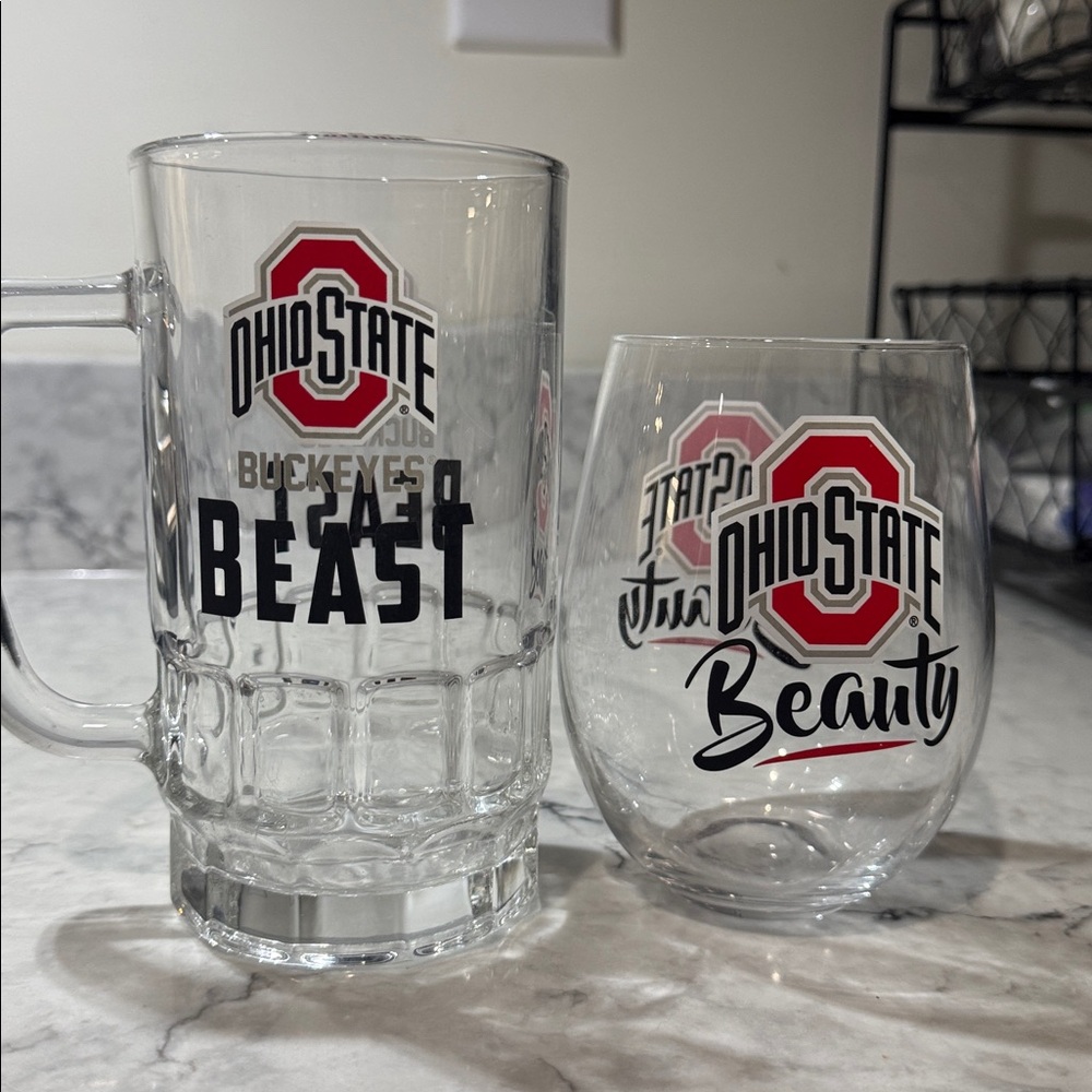 NCAA Ohio State Buckeyes Beast and Beauty Glass Set - Red and Black
